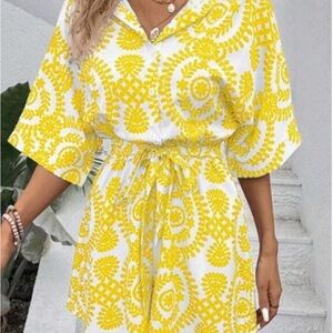Yellow and White Patterned Dress